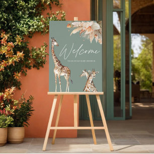 Botanical pampas grass giraffe safari sage green t foam board