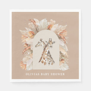 Botanical pampas grass modern giraffe safari chic napkins
