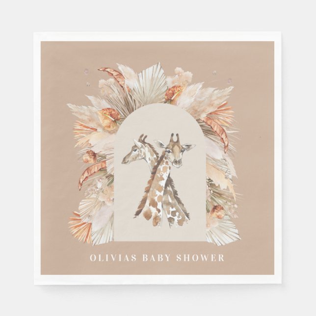 Botanical pampas grass modern giraffe safari chic  napkins (Front)