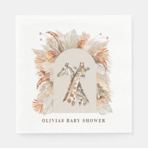 Botanical pampas grass modern giraffe safari chic napkins
