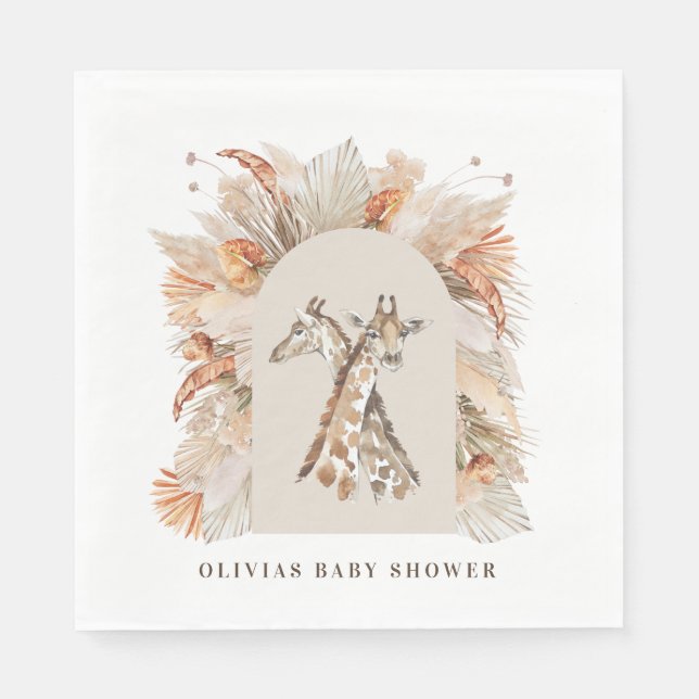 Botanical pampas grass modern giraffe safari chic  napkins (Front)