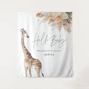 Botanical pampas grass modern giraffe safari chic tapestry