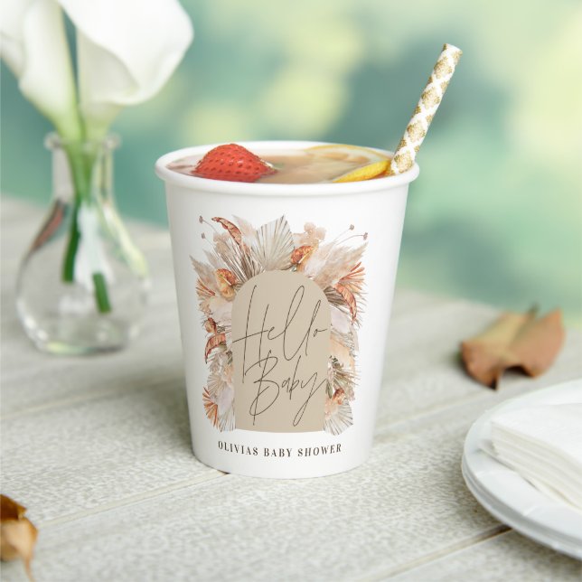 Botanical pampas grass modern rustic terracotta wi paper cups (Insitu)