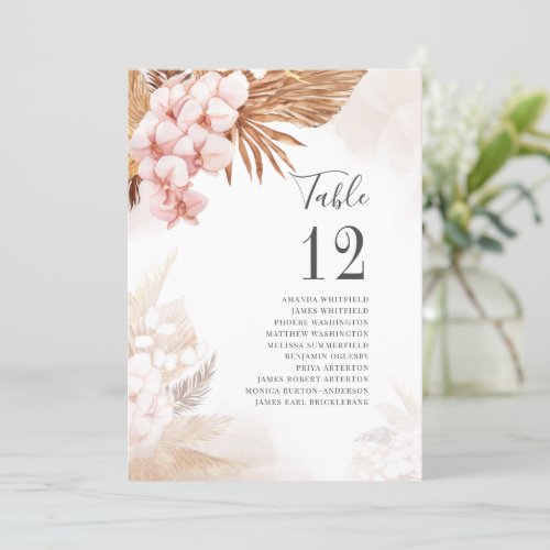 Botanical Pampas Grass Terracotta Table Number