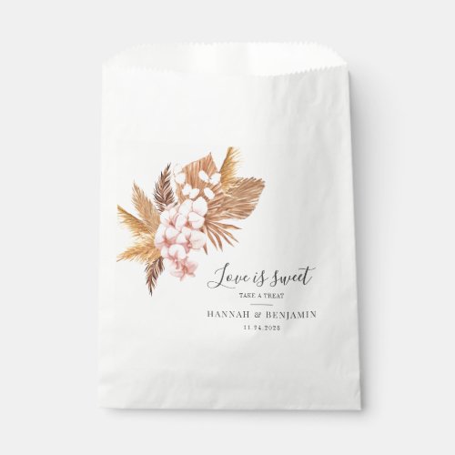 Botanical Pampas Grass Wedding Thank You Favor Bag