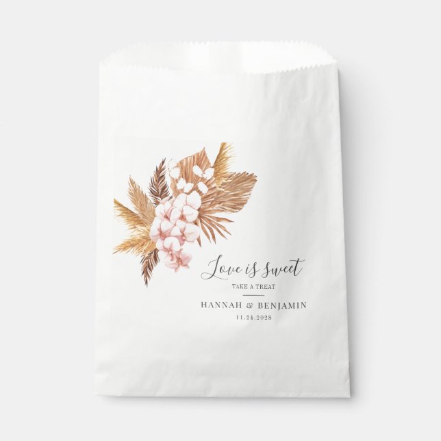 Botanical Pampas Grass Wedding Thank You Favor Bag (Front)