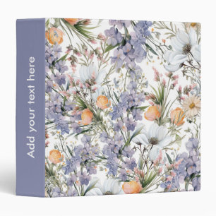 Botanical pastel colors wildflower summer floral 3 ring binder