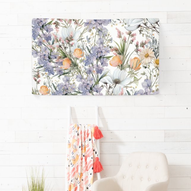 Botanical pastel colors wildflower summer floral banner (Insitu)