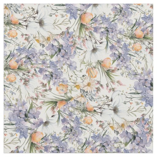 Botanical pastel colors wildflower summer floral fabric