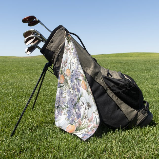 Botanical pastel colors wildflower summer floral golf towel (Green)