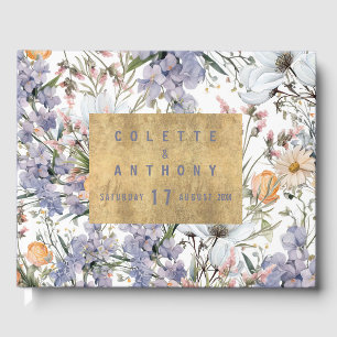 Botanical pastel colors wildflower summer floral guest book