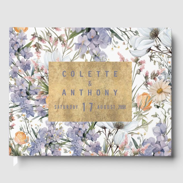 Botanical pastel colors wildflower summer floral guest book (Front)