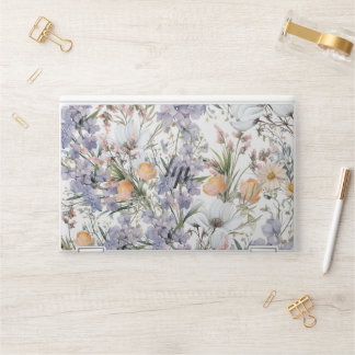 Botanical pastel colors wildflower summer floral HP laptop skin