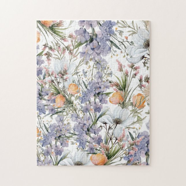 Botanical pastel colors wildflower summer floral jigsaw puzzle (Vertical)