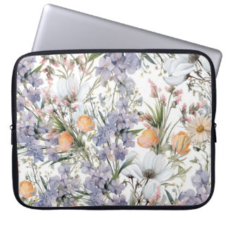 Botanical pastel colors wildflower summer floral laptop sleeve