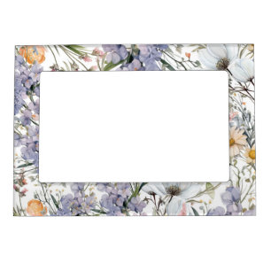 Botanical pastel colors wildflower summer floral magnetic frame