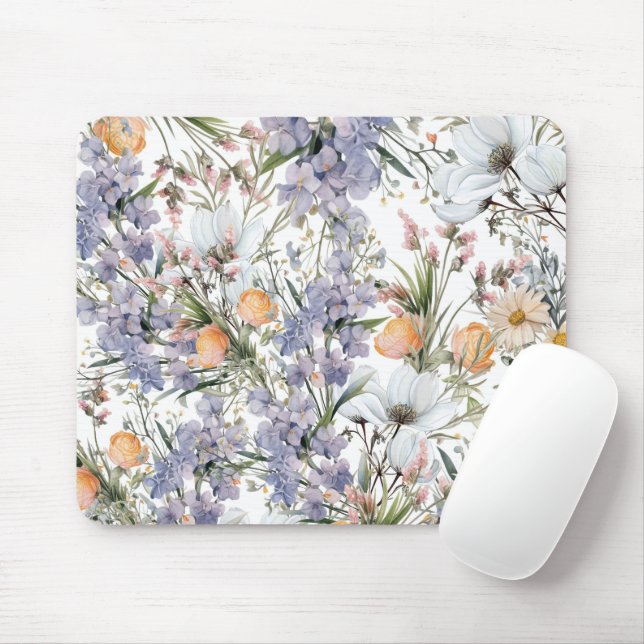Botanical pastel colors wildflower summer floral mouse pad (With Mouse)