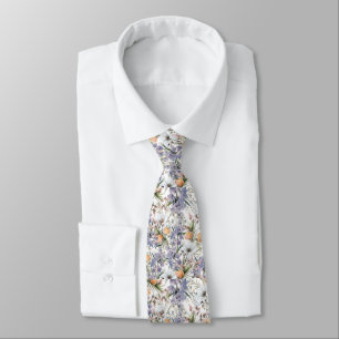 Botanical pastel colors wildflower summer floral neck tie