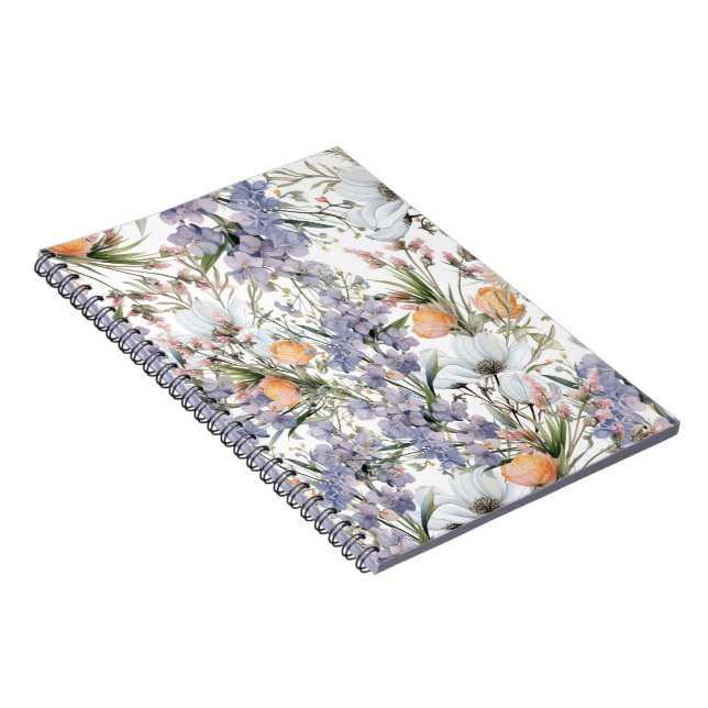 Botanical pastel colors wildflower summer floral notebook (Right Side)