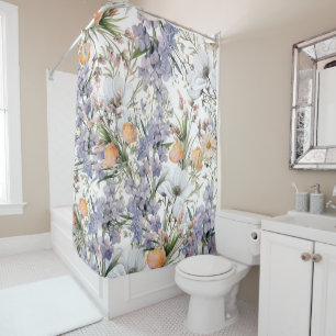 Botanical pastel colors wildflower summer floral shower curtain