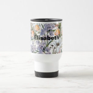 Botanical pastel colors wildflower summer floral travel mug