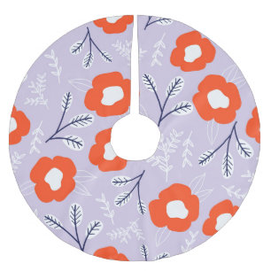 Botanical Pastel Pink: Floral Pattern Brushed Polyester Tree Skirt