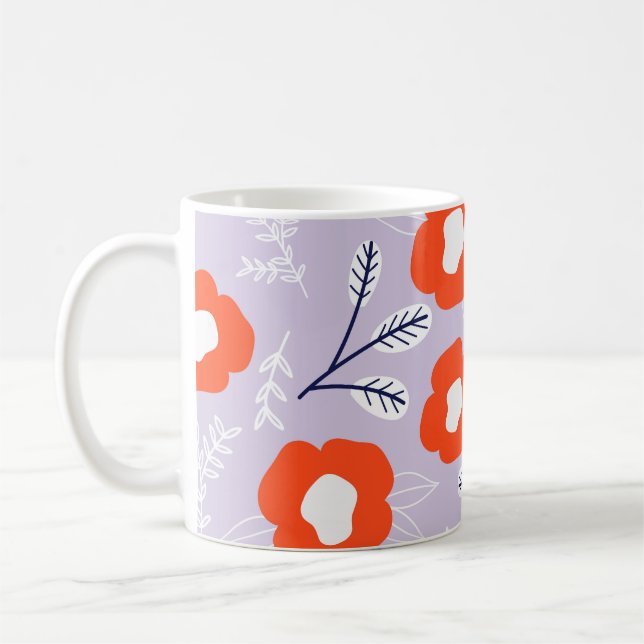 Botanical Pastel Pink: Floral Pattern Coffee Mug (Left)
