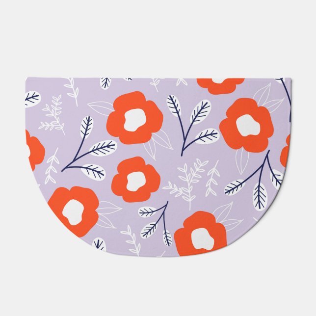 Botanical Pastel Pink: Floral Pattern Doormat (Front)