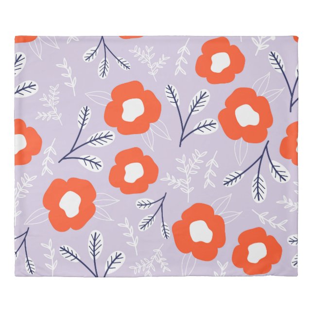 Botanical Pastel Pink: Floral Pattern Duvet Cover (Front)