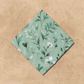  Botanical pattern Bandana  in subtle  greens 