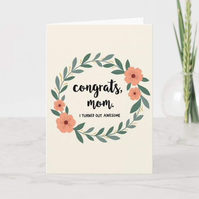 Botanical Pattern Congrats Mom Card (Front)