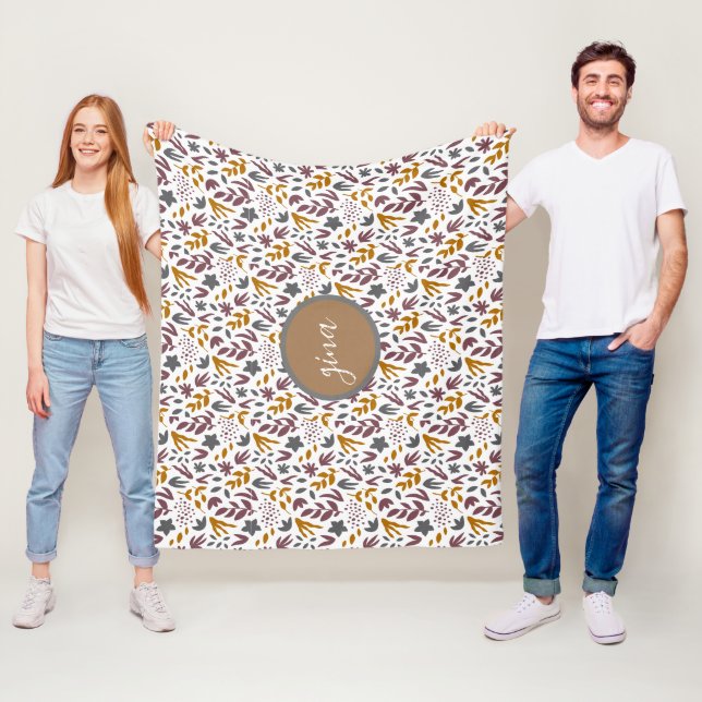 Botanical Pattern Customize Fleece Blanket (In Situ)