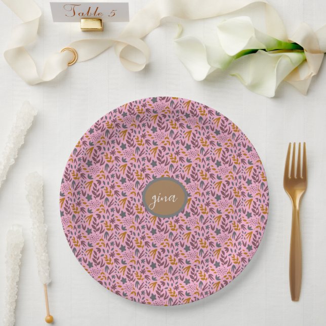 Botanical Pattern Customize Paper Plates (Wedding)