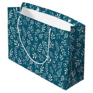 Botanical Pattern Dark Blue - Large Gift Bag