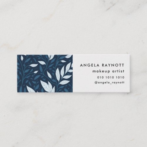 Botanical Pattern  Dark Blue Mini Business Card