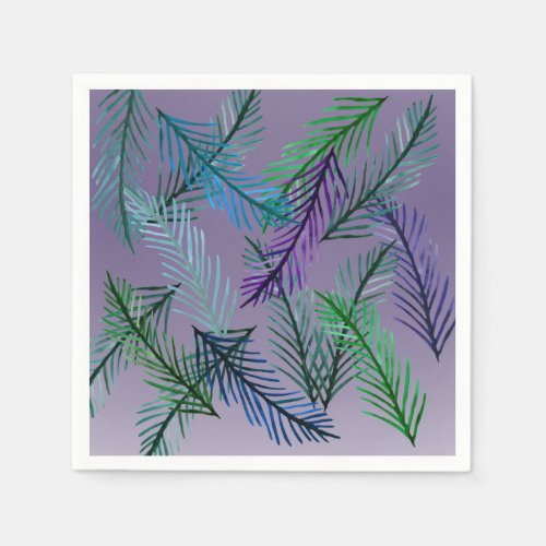 Botanical Pattern in Purple Paper Napkins