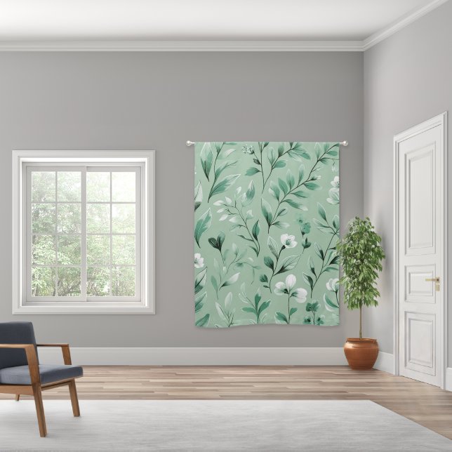  Botanical pattern  in subtle  greens  Blackout Curtains (Wide)