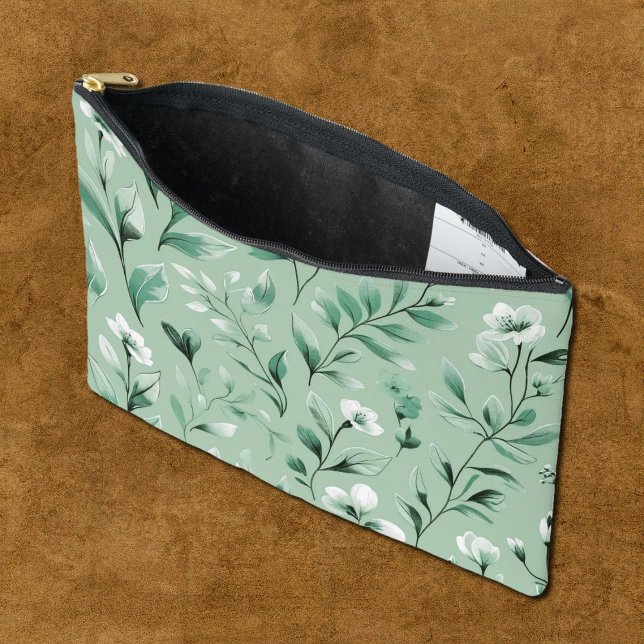  Botanical pattern  in subtle  greens Toiletry Bag (Creator Uploaded)