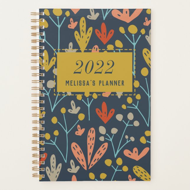 Botanical Pattern Personalized Year 2022 Planner (Front)