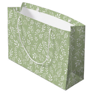 Botanical Pattern Sage Green - Large Gift Bag