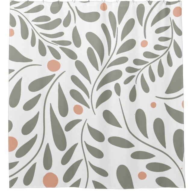 Botanical Pattern Sage green leaves Shower Curtain (Front)