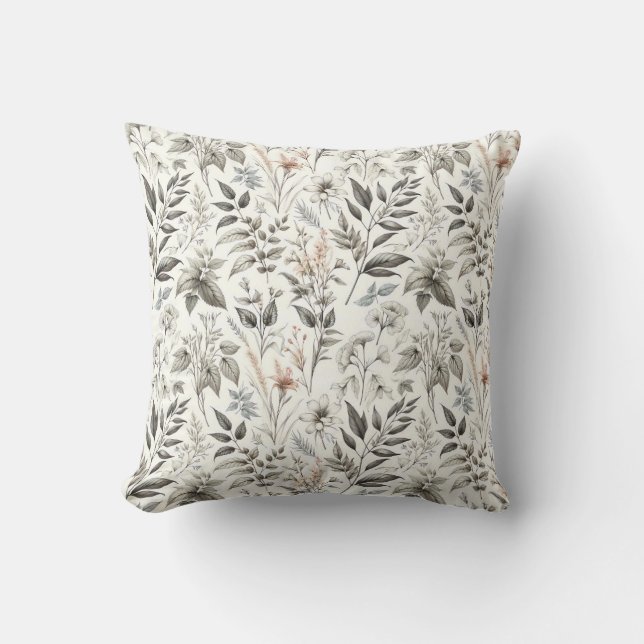 Botanical Pattern Throw Pillow (Front)