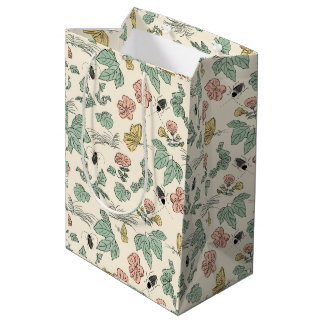  Botanical Pattern with Butterflies and Beetles Medium Gift Bag