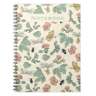  Botanical Pattern with Butterflies and Beetles Notebook
