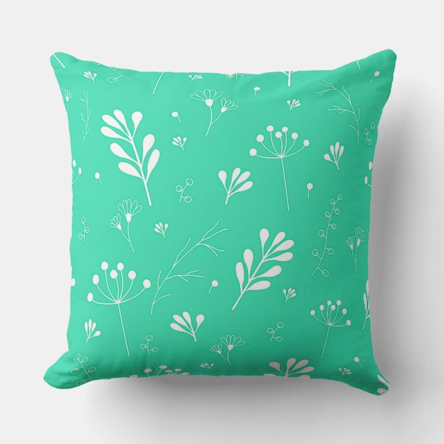 Botanical Pattern With Minimalistic Floral Element Throw Pillow (Front)