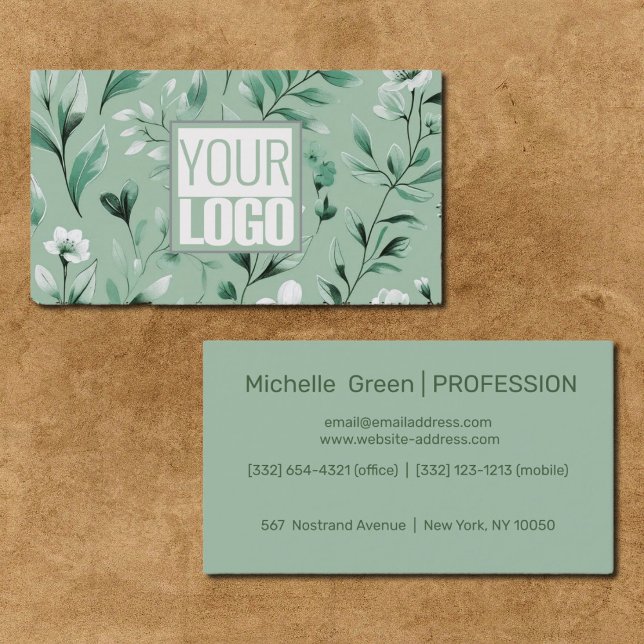 botanical pattern  with  your  logo business card (Creator Uploaded)