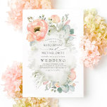 Botanical Peach Flowers Elegant Garden Wedding Invitation<br><div class="desc">The fabulous peach watercolor flowers unique wedding invitations</div>