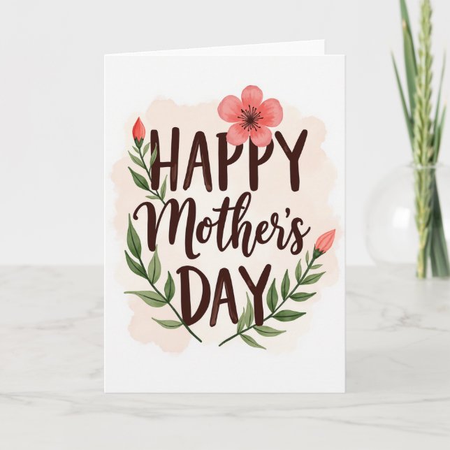 Botanical Peach Mothers Day Card (Front)