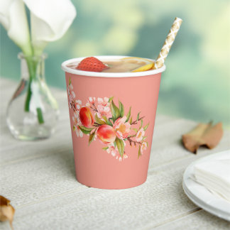 Botanical Peach Party  Paper Cups