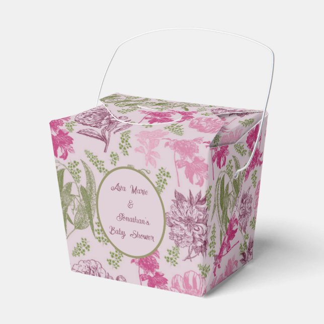 Botanical Peony Eucalyptus Girl Baby Shower  Favor Boxes (Front Side)